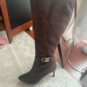 Calvin Klein Brown Heeled Boots with Elegant Design